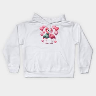 Valentine Love Flamingos Kids Hoodie